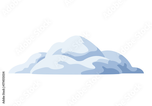 A cartoon depiction of a pile of snow with varied shades of blue and white indicating light and shadows