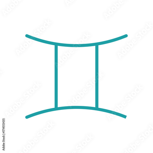 Gemini zodiac icon in color for horoscope, astrology, and constellation projects.