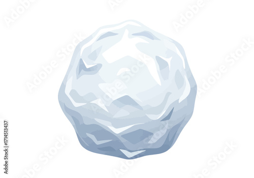 A white snowball with lightblue shadows on a plain white background
