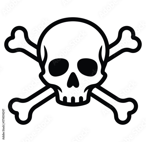 Black skull and crossbones symbol on white background danger