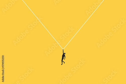 Businessman hanging the line concept for business problem. visionary leadership different business routes. Symbol of ambition, motivation