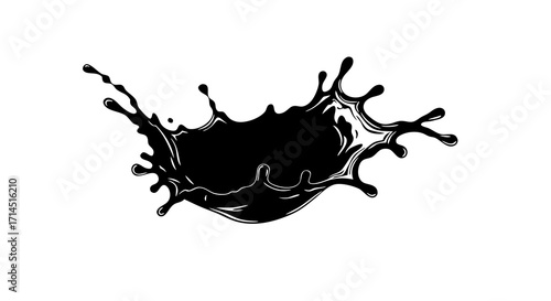 A bold, graphic black liquid splash with a clean white outline, giving it a modern sticker effect. Perfect for icons, logos, and designs where the element needs to stand out from the background.