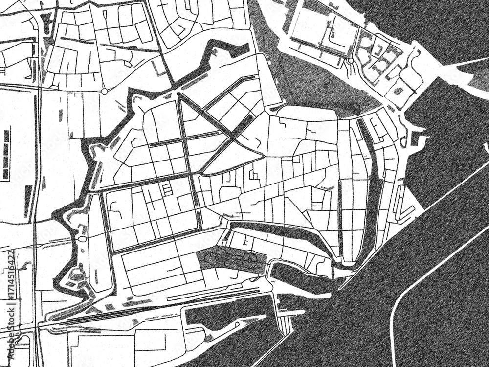 Obraz premium Black and white map poster of Enkhuizen, Netherlands, illustrated in hand-drawn style.