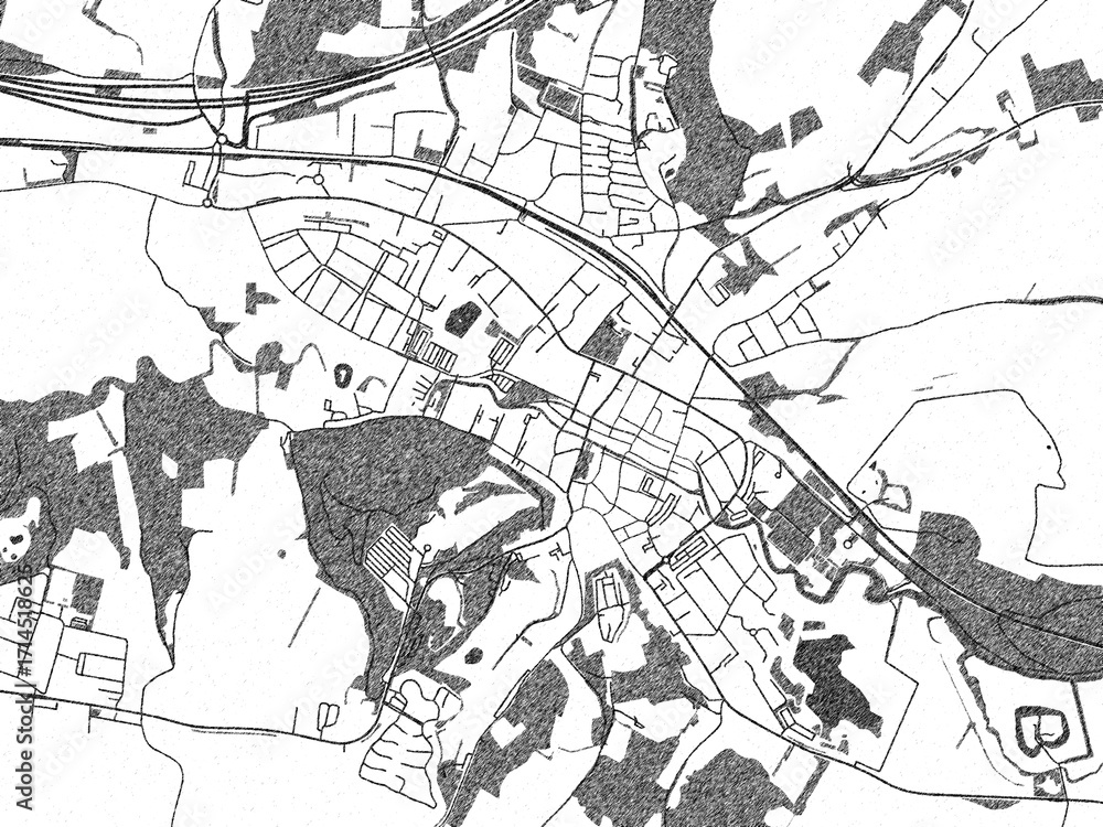 Naklejka premium Sketch-style black and white map of Valkenburg, Netherlands, perfect for illustration and wall art.