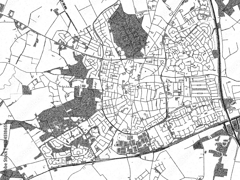 Fototapeta premium Black and white map poster of Venray, Netherlands, illustrated in hand-drawn style.