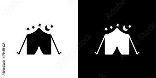 Night camping icon vector illustration - high quality black style vector icons