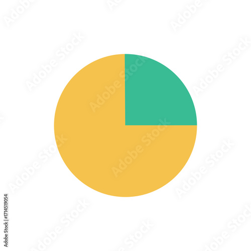 Pie chart showing 25 percent isolated on white background perfect for data visualization and business presentations