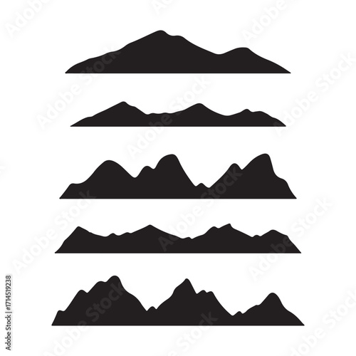 Black Mountain Peaks and Hills Icons