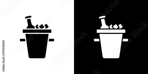 Ice bucket and bottle icon vector illustration - high quality black style vector icons