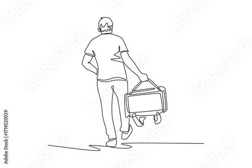 Delivery goods and food concept. Single line draw design. Vector graphic illustration