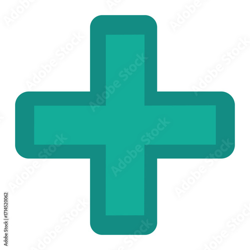 Illustration of a plus sign isolated on white background, a symbol of addition, positivity, and healthcare