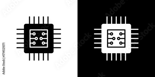 Computer microchip icon vector illustration - high quality black style vector icons