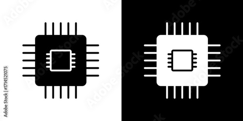 Computer microchip icon vector illustration - high quality black style vector icons