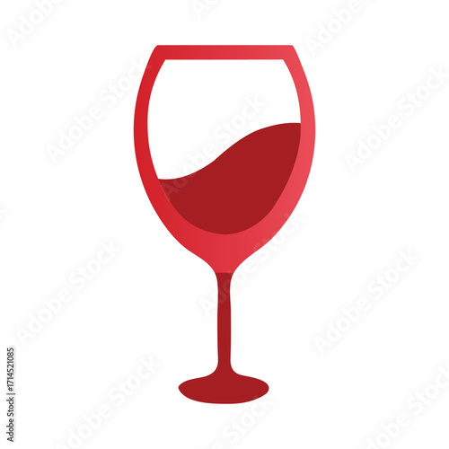Illustration of a red wine glass with wine inside isolated on white background, perfect for winerelated designs and projects