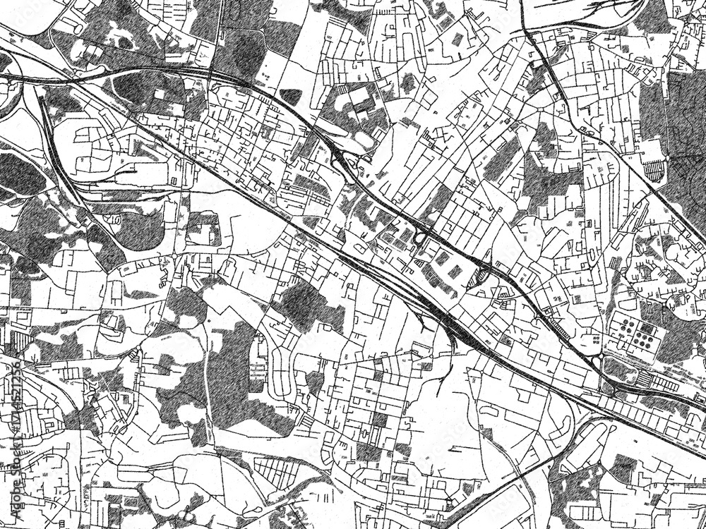 Naklejka premium Poster-style sketch map of Swietochlowice, Poland, designed in artistic monochrome.