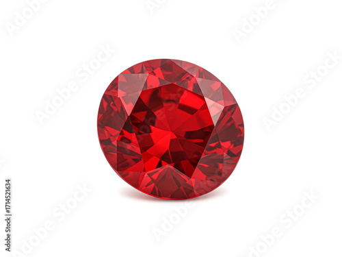 Red gem stone isolated on white background.