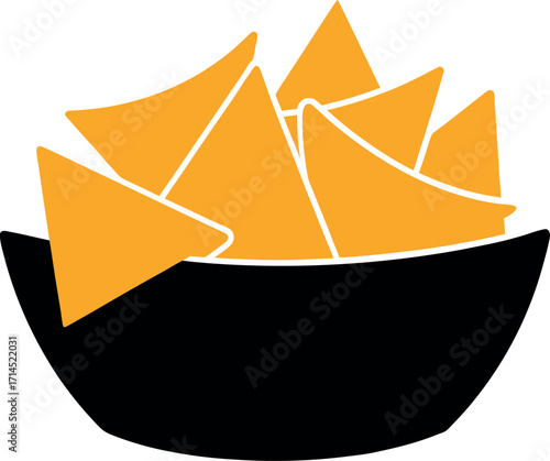 Overflowing Bowl of Nacho Chips Vector Art