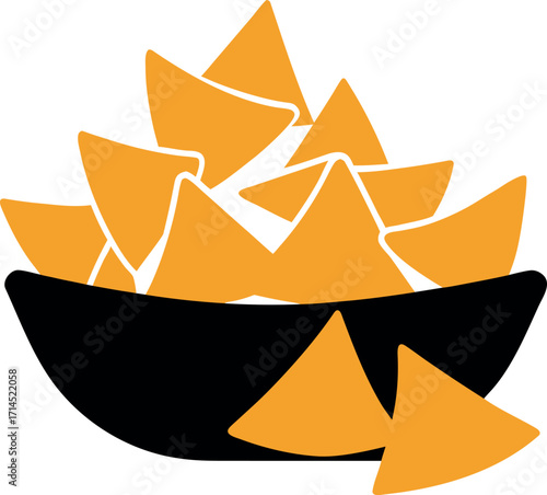 Colorful Bowl of Nacho Chips Vector Illustration