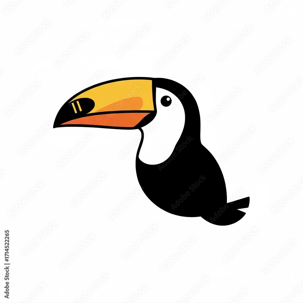Fototapeta premium Colorful Toucan Illustration with Vibrant Orange Beak and Black Feathers