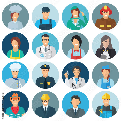 Labor icon set. worker, tools, industry, construction vector.