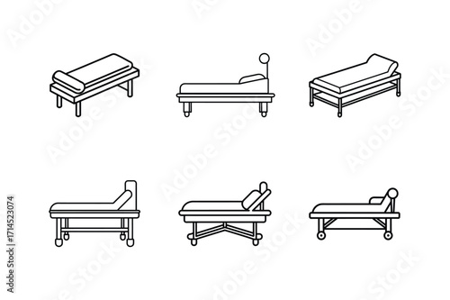 massage bed icon line art vector illustration