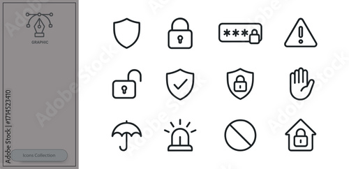 Security icons representing digital safety and protection measures for online environments and data privacy