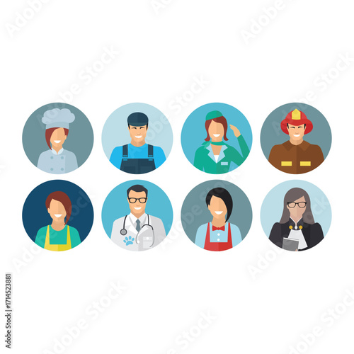 Labor icon set. worker, tools, industry, construction vector.