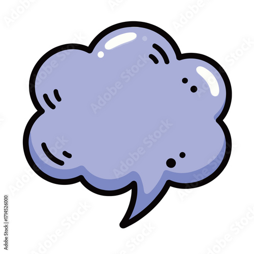 Cloud-shaped purple speech bubble icon illustration, a soft and ethereal comic communication element.