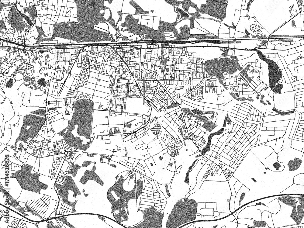 Fototapeta premium Sketch-style black and white map of Zheleznodorozhnyy, Russian Federation, perfect for illustration and wall art.