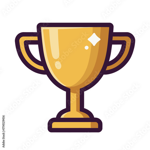 A golden trophy with two handles, a vector icon of a prize for success, victory, and competition.
