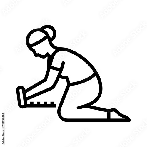 Woman measuring laminate floor while kneeling indoors