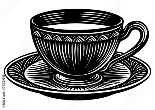 Teacup with Saucer Silhouette, Drinkware SVG, PNG
