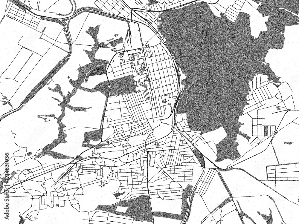 Fototapeta premium Monochrome sketch map of Snizhne, Ukraine, ideal for posters, prints, and travel design.