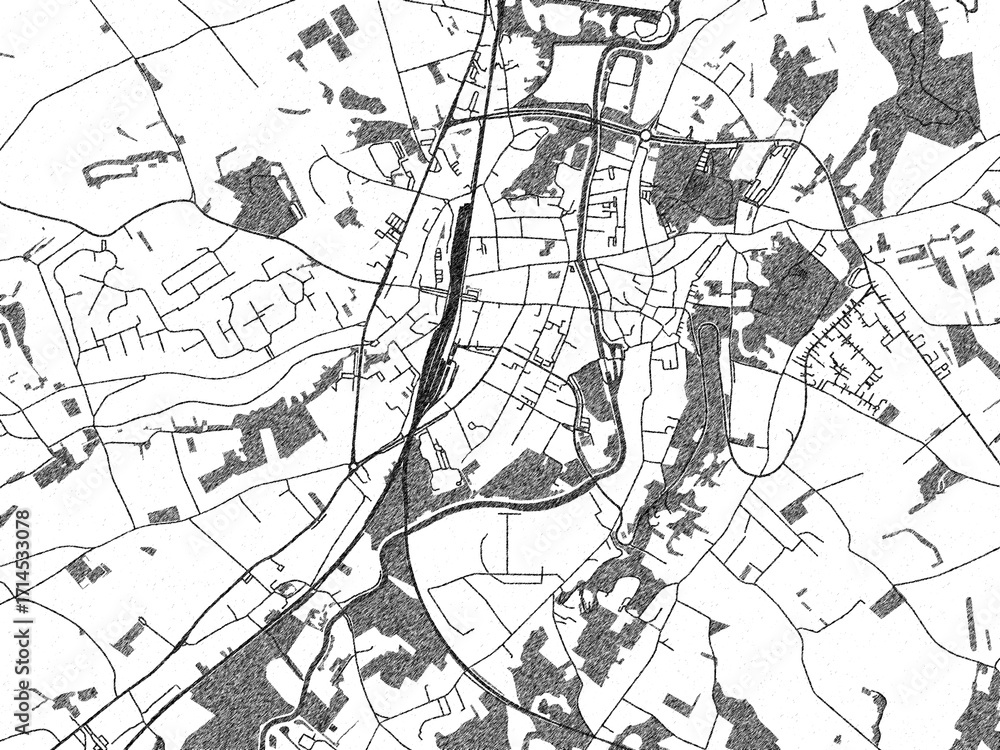 Fototapeta premium Artistic urban sketch of Geraardsbergen, Belgium, detailed in black and white map form.
