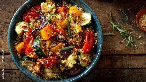 Colorful quinoa salad with roasted vegetables