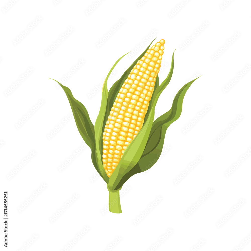 Obraz premium Fresh yellow corn on the cob, vibrant and detailed illustration