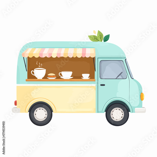 cute pastel colored food truck.