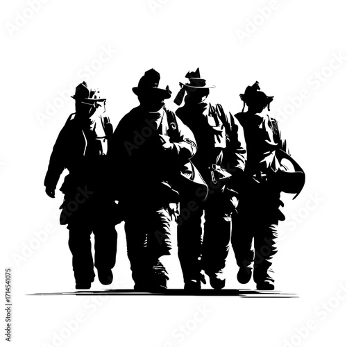 Firefighters Walking Together in Unity and Strength