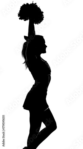 Silhouette of a Cheerleader Holding Pom Poms