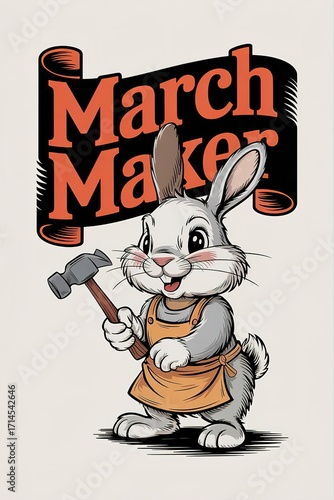 Cute Bunny Craftsman in March Maker Design