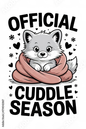 Cute Cartoon Wolf in a Blanket for Cuddle Season