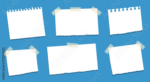 Wallpaper Mural Blank paper with tape vector illustration for notes and scrapbooking design in flat style Torontodigital.ca