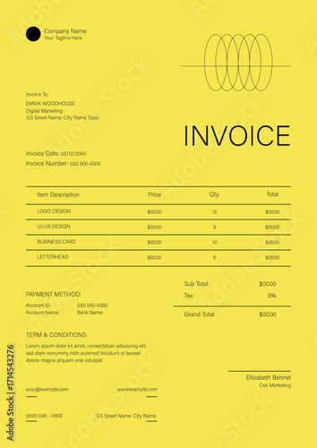 Yellow And Black Invoice