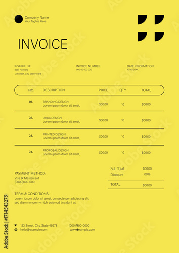 Yellow And Black Invoice