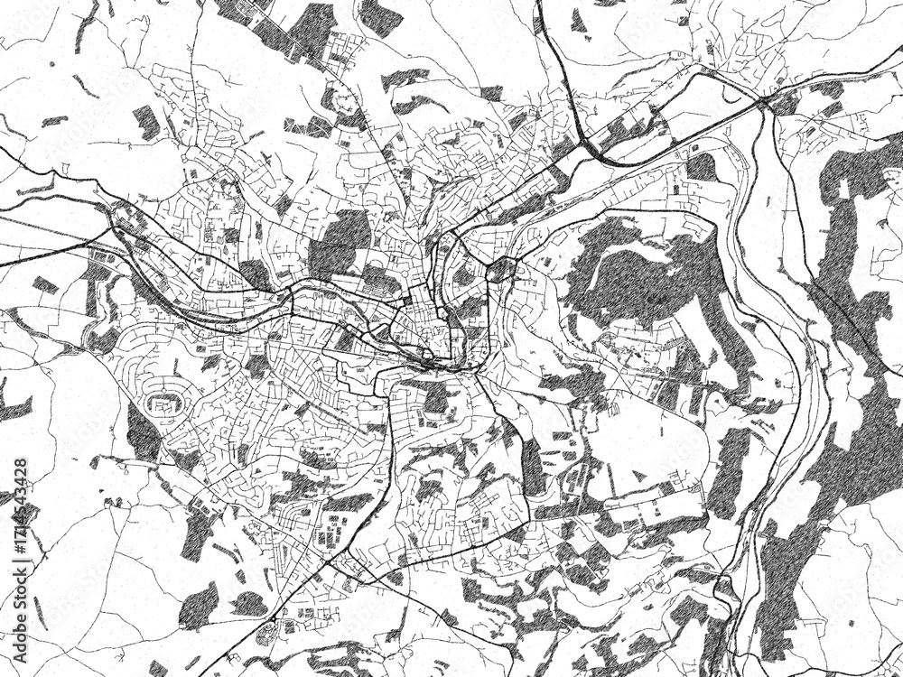 Naklejka premium Minimal poster-style map of Bath, United Kingdom, hand-drawn in monochrome.