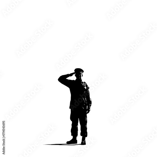 Veteran Saluting in a Minimalist Style for Memorial Day Celebration