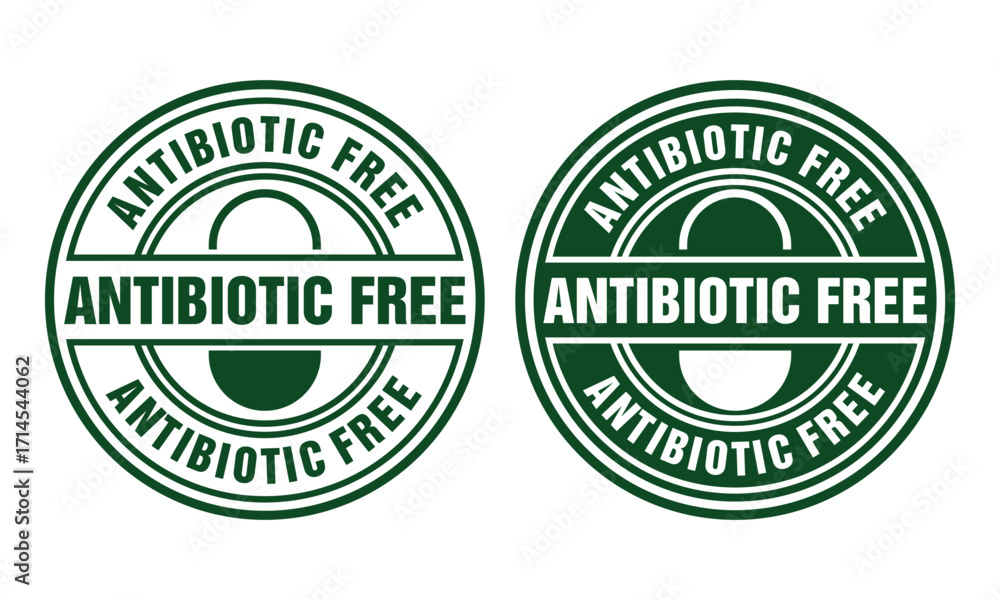 Fototapeta premium Antibiotic free logo badge vector template. Suitable for product packaging, websites, food and beverage companies