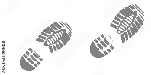 footprint shoe sole tracking path on transparent background, shoe footprint path vector illustration