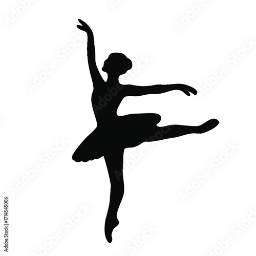 graceful ballerina silhouette dance art illustration
