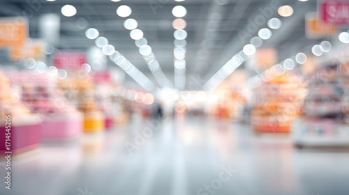 Wallpaper Mural Community retail hall blurred SALE boards across stalls Torontodigital.ca